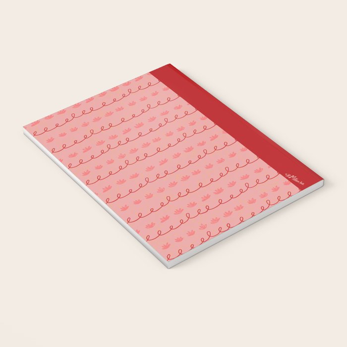 Abstract Cookie Pattern Doodle in Red & Peach Pink Notebook Gallery Image 3