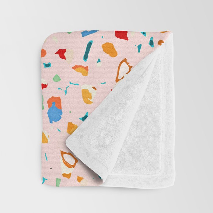 Blush Terrazzo | Pink Eclectic Speckles | Abstract Confetti Painting | Chic Bohemian Illustration Throw Blanket Gallery Image 3