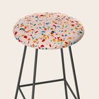 Blush Terrazzo | Pink Eclectic Speckles | Abstract Confetti Painting | Chic Bohemian Illustration Stool Gallery Image 2