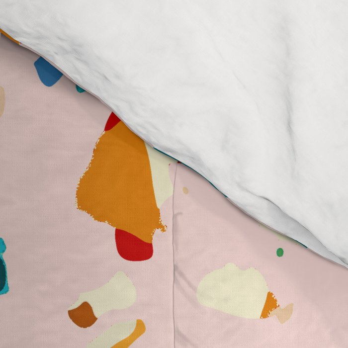 Blush Terrazzo | Pink Eclectic Speckles | Abstract Confetti Painting | Chic Bohemian Illustration Comforter Gallery Image 4