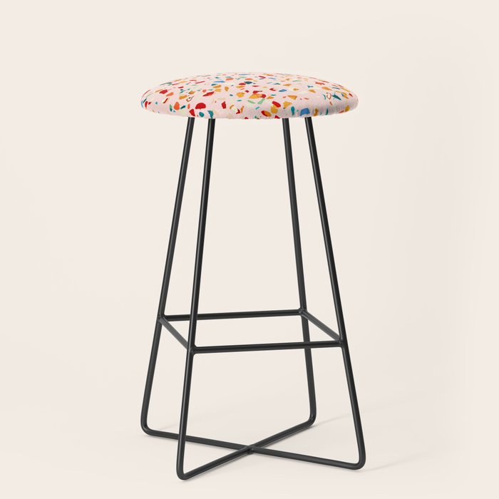 Blush Terrazzo | Pink Eclectic Speckles | Abstract Confetti Painting | Chic Bohemian Illustration Stool Gallery Image 1