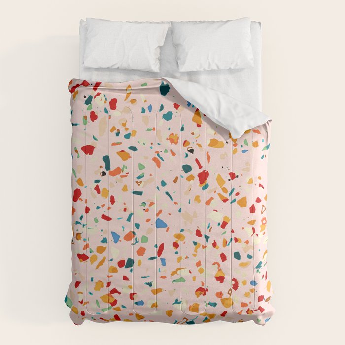 Blush Terrazzo | Pink Eclectic Speckles | Abstract Confetti Painting | Chic Bohemian Illustration Comforter Gallery Image 6