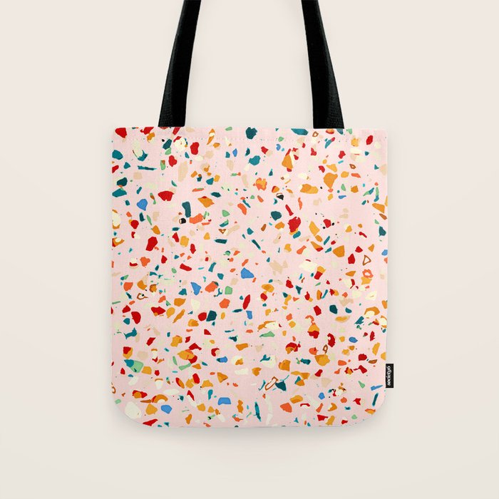 Blush Terrazzo | Pink Eclectic Speckles | Abstract Confetti Painting | Chic Bohemian Illustration Tote Bag Gallery Image 1