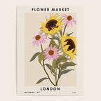 Flower Market, London, Sunflowers and Cornflowers bouquet Poster Gallery Image 4