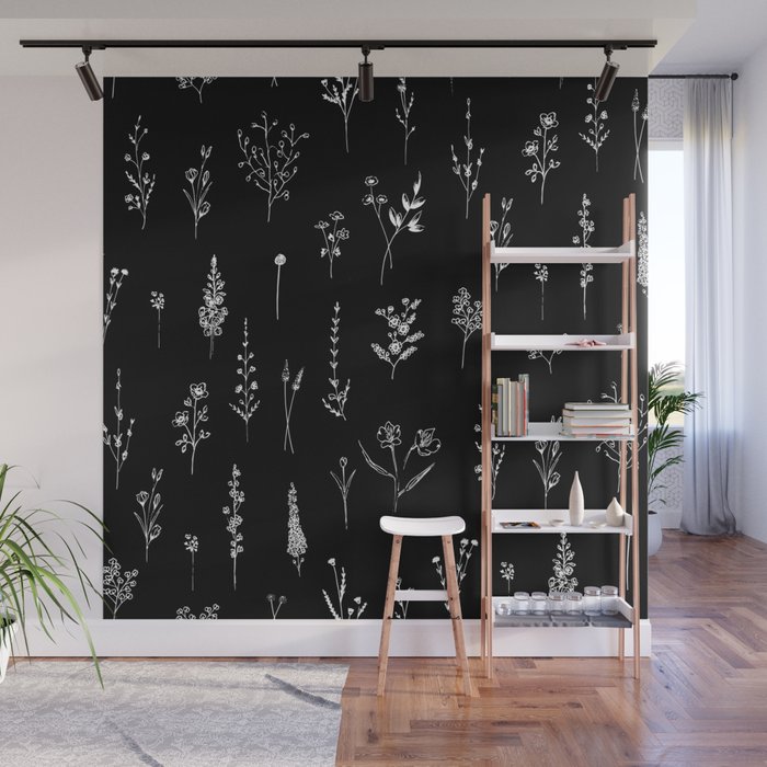 Black wildflowers Wall Mural Gallery Image 1