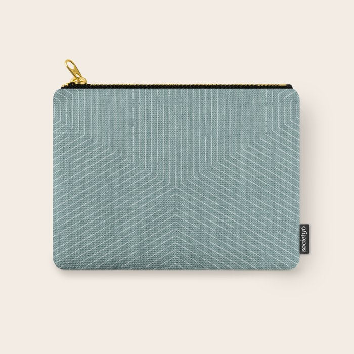 boho hexagon stripes - dusty blue Carry All Pouch Gallery Image 1