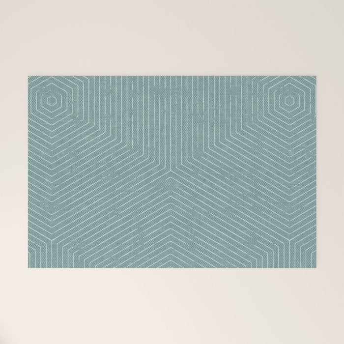 boho hexagon stripes - dusty blue Welcome Mat Gallery Image 1
