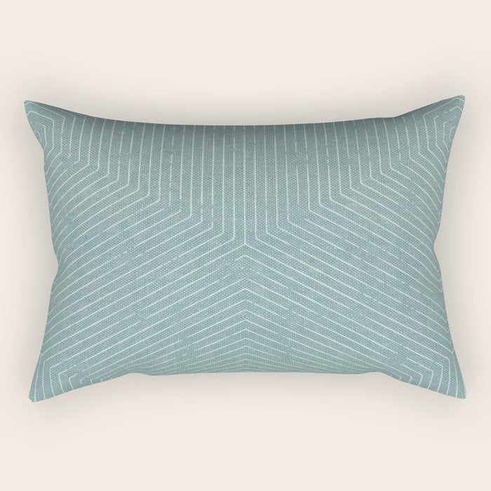 boho hexagon stripes - dusty blue Rectangular Pillow Gallery Image 1