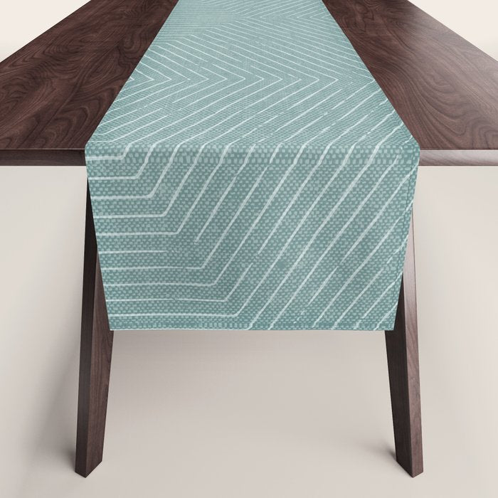 boho hexagon stripes - dusty blue Table Runner Gallery Image 1