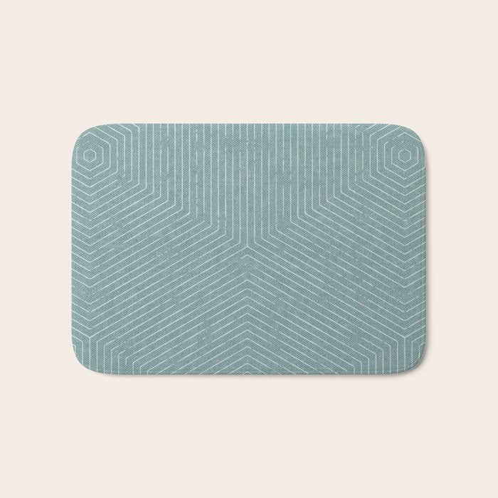 boho hexagon stripes - dusty blue Bath Mat Gallery Image 1