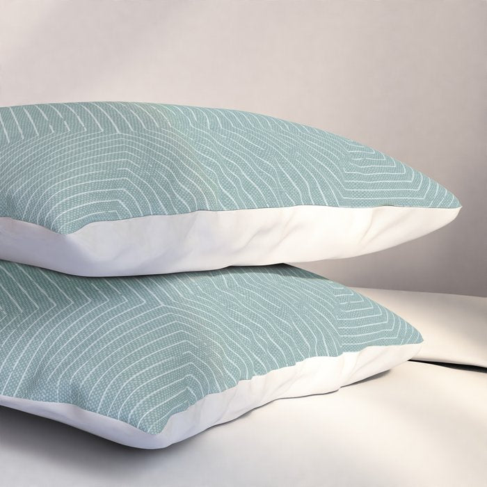 boho hexagon stripes - dusty blue Pillow Sham Gallery Image 3