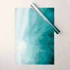 Sunrise in the mountains, dawn, teal, abstract watercolor Wrapping Paper Gallery Image 1