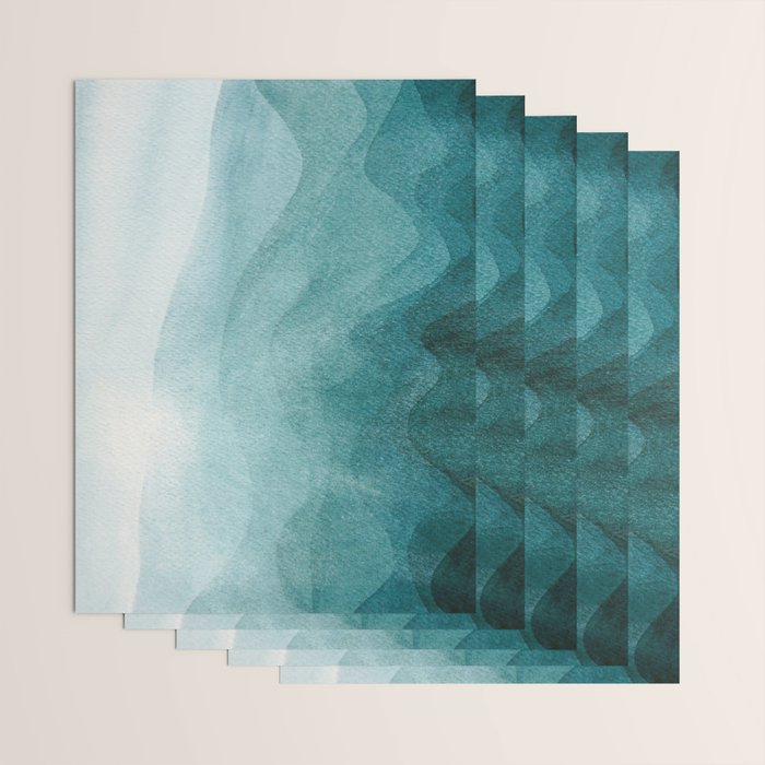 Sunrise in the mountains, dawn, teal, abstract watercolor Wrapping Paper Gallery Image 3