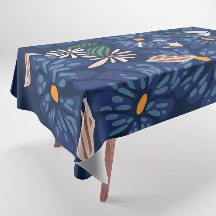 Floral abundance Blue Tablecloth Gallery Image 1