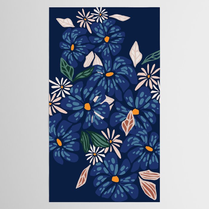 Floral abundance Blue Tablecloth Gallery Image 2
