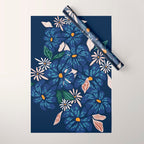 Floral abundance Blue Wrapping Paper Gallery Image 1
