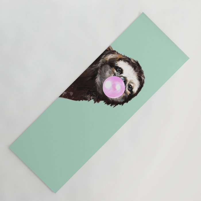Bubble Gum Sneaky Sloth in Green Yoga Mat Gallery Image 1