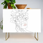 Minimal Line Art Woman with Magnolia Credenza Gallery Image 1