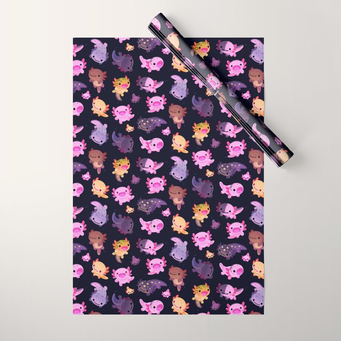 Happy axolotl - dark Wrapping Paper Gallery Image 1