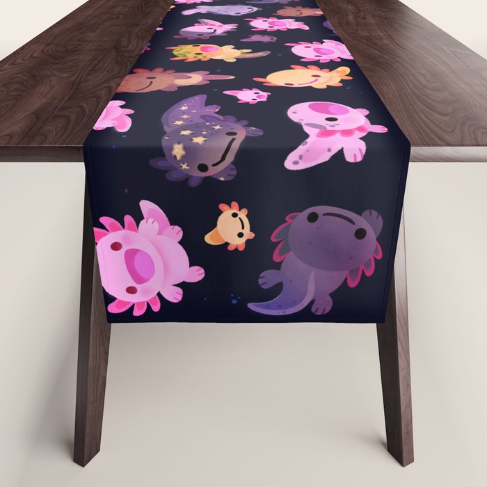Happy axolotl - dark Table Runner Gallery Image 1