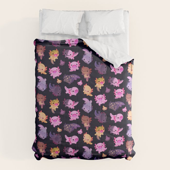 Happy axolotl - dark Comforter Gallery Image 1