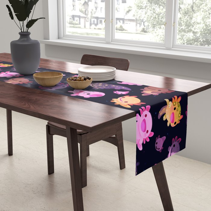 Happy axolotl - dark Table Runner Gallery Image 2