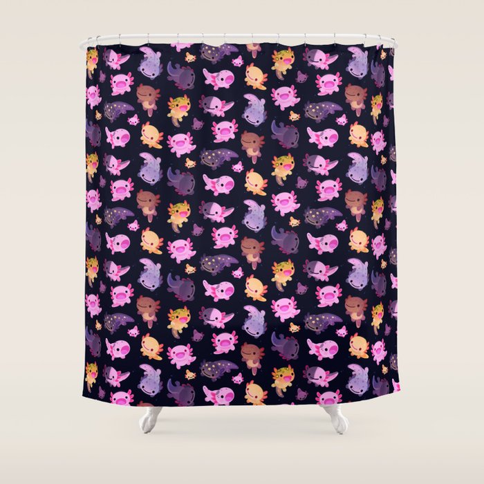Happy axolotl - dark Shower Curtain Gallery Image 1