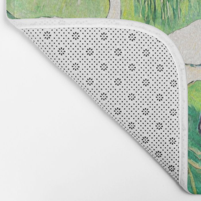 White Egrets in a Rice Field Watercolor Illustration Bath Mat Gallery Image 2