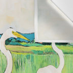 White Egrets in a Rice Field Watercolor Illustration Wall Tapestry Gallery Image 3