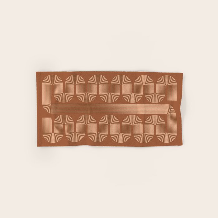 Geometric Lines in Terracotta and Beige 76 (Mid century Midern Rainbow Abstract) Bath Towel Gallery Image 1
