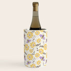 Honey Bees and Flowers - Yellow and Lavender Purple Wine Chiller Gallery Image 1