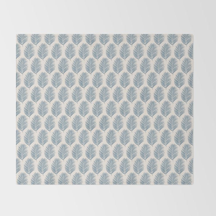 Palm Leaf Blue And Cream Throw Blanket Gallery Image 2