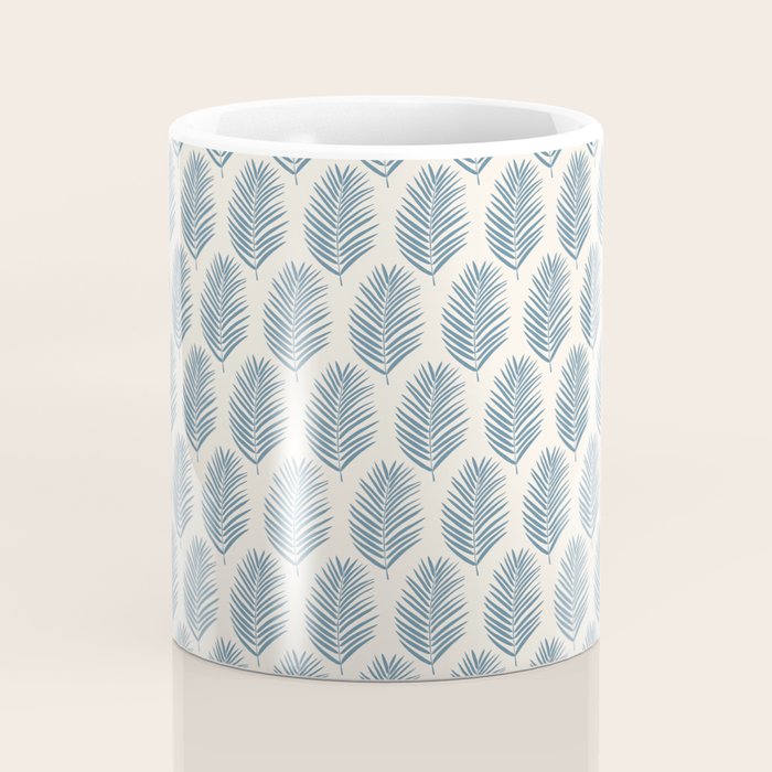 Palm Leaf Blue And Cream Coffee Mug Gallery Image 4