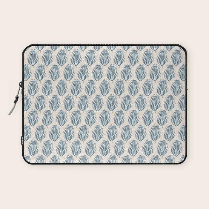 Palm Leaf Blue And Cream Laptop Sleeve Gallery Image 1