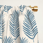 Palm Leaf Blue And Cream Window Curtain Gallery Image 2
