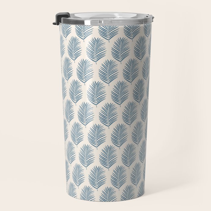 Palm Leaf Blue And Cream Travel Mug Gallery Image 3