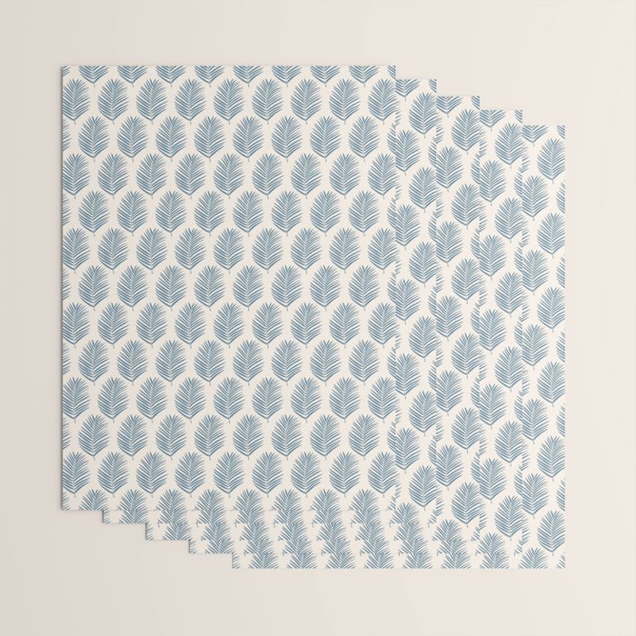 Palm Leaf Blue And Cream Wrapping Paper Gallery Image 3