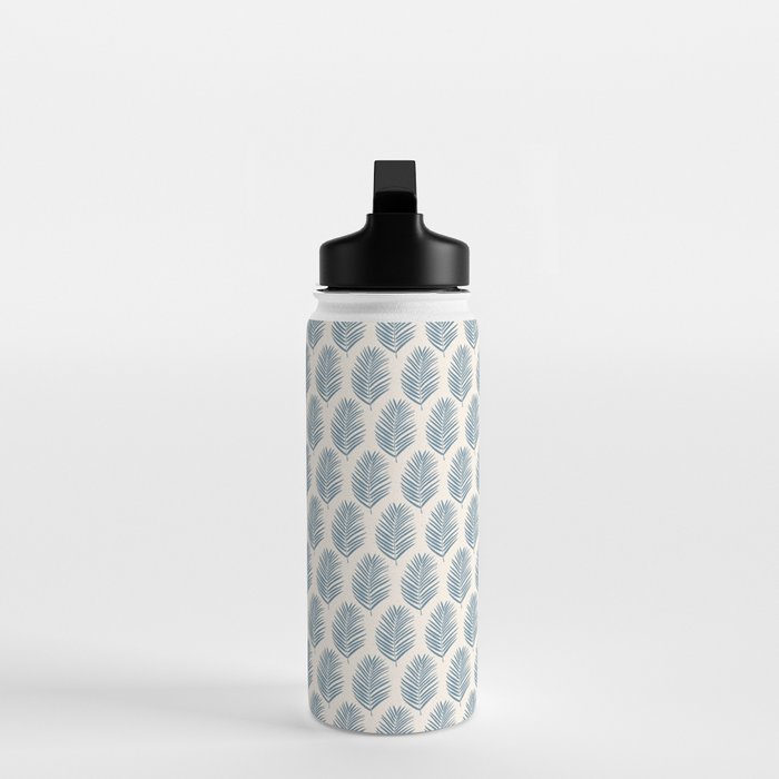 Palm Leaf Blue And Cream Water Bottle Gallery Image 3
