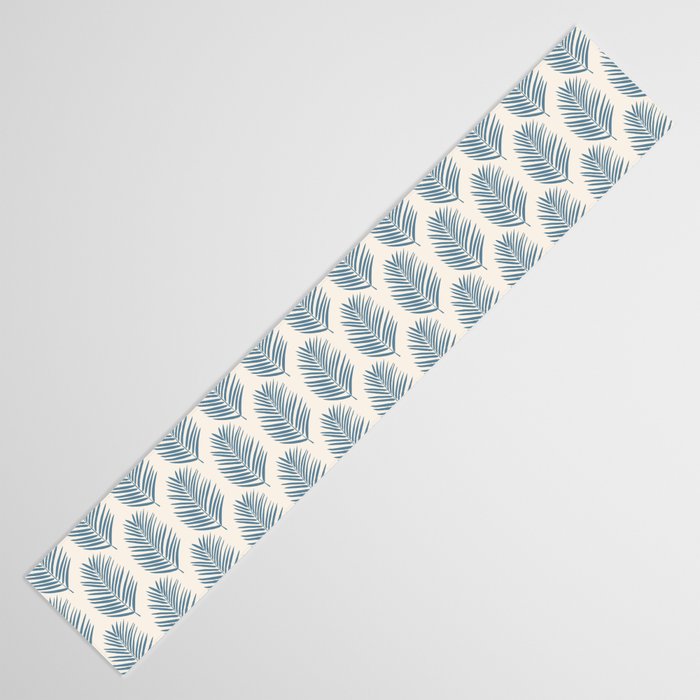 Palm Leaf Blue And Cream Table Runner Gallery Image 3