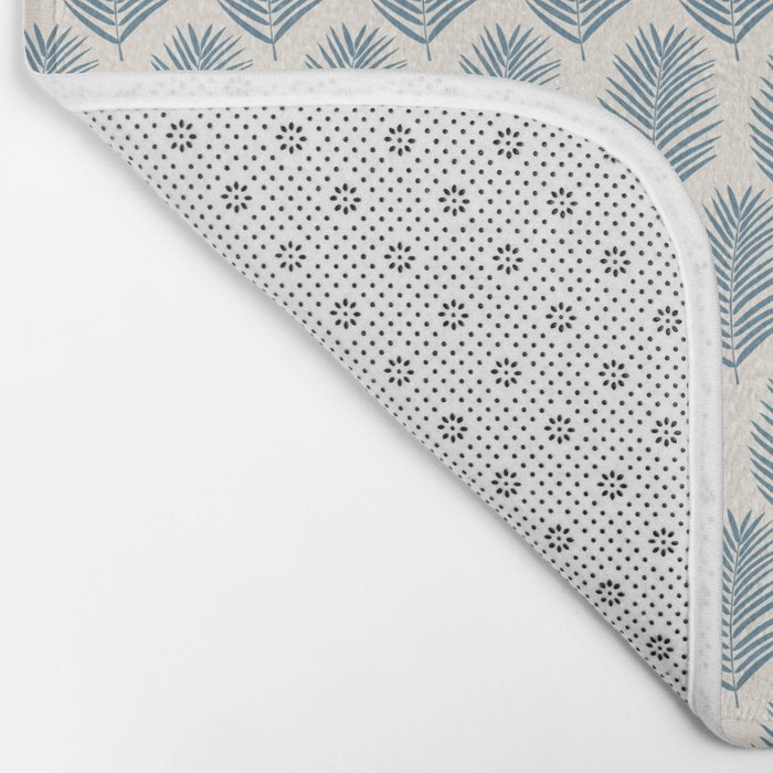 Palm Leaf Blue And Cream Bath Mat Gallery Image 2