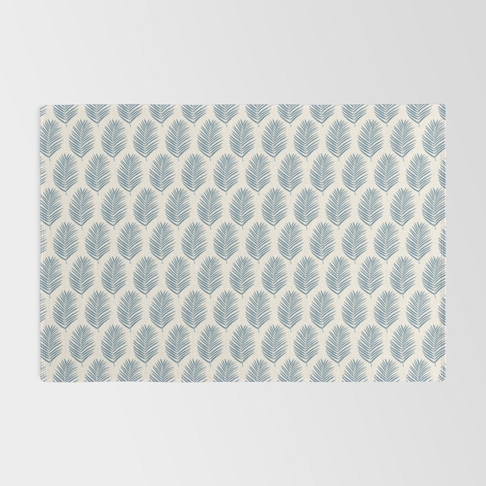 Palm Leaf Blue And Cream Rug Gallery Image 2