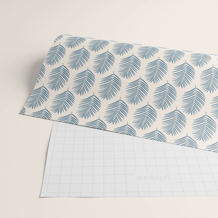 Palm Leaf Blue And Cream Wrapping Paper Gallery Image 2