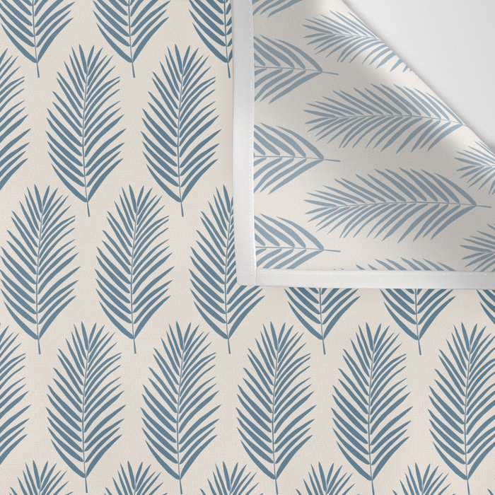 Palm Leaf Blue And Cream Wall Tapestry Gallery Image 3