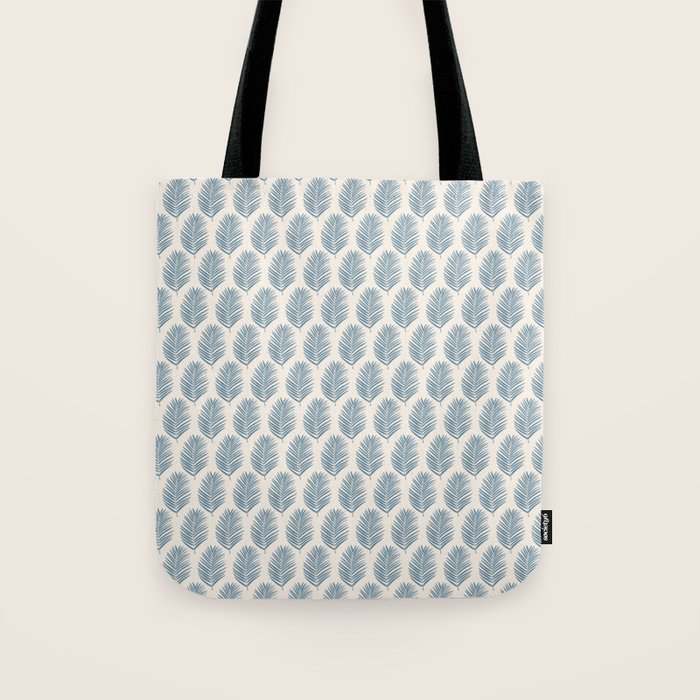 Palm Leaf Blue And Cream Tote Bag Gallery Image 1