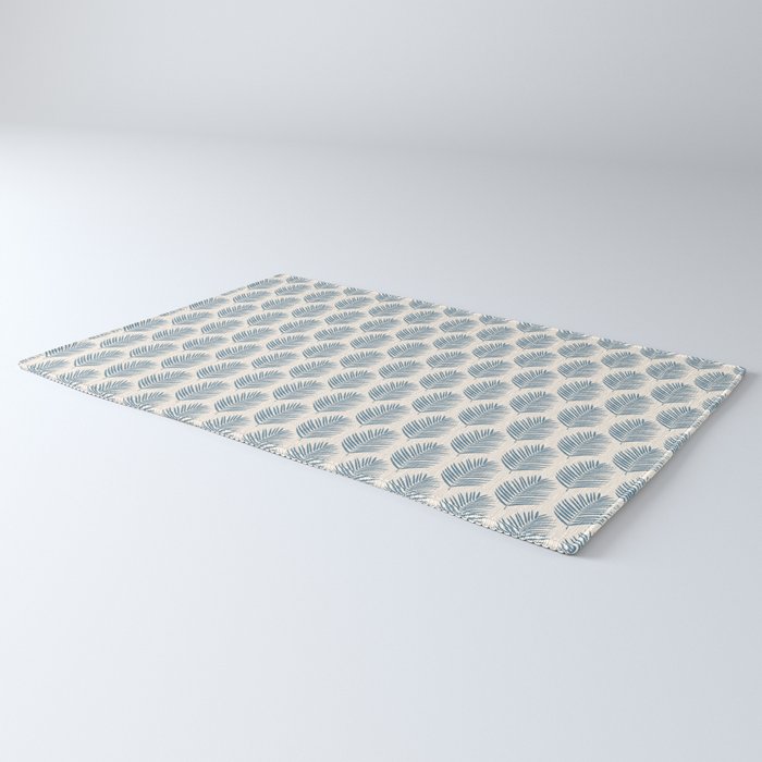 Palm Leaf Blue And Cream Rug Gallery Image 3