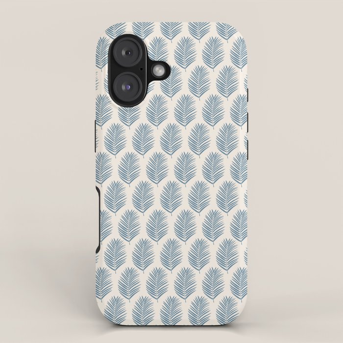 Palm Leaf Blue And Cream iPhone Case Gallery Image 1