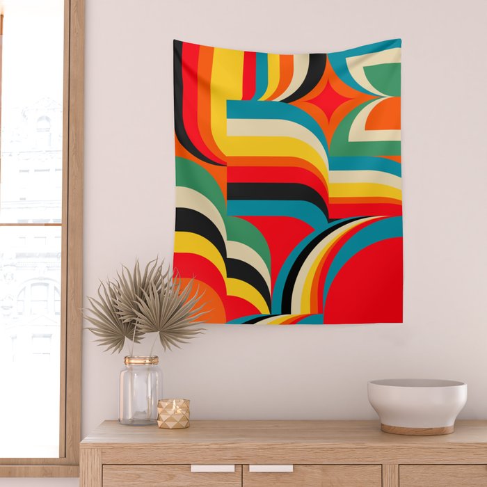 Colorful Abstract Figurative  Wall Tapestry Gallery Image 2