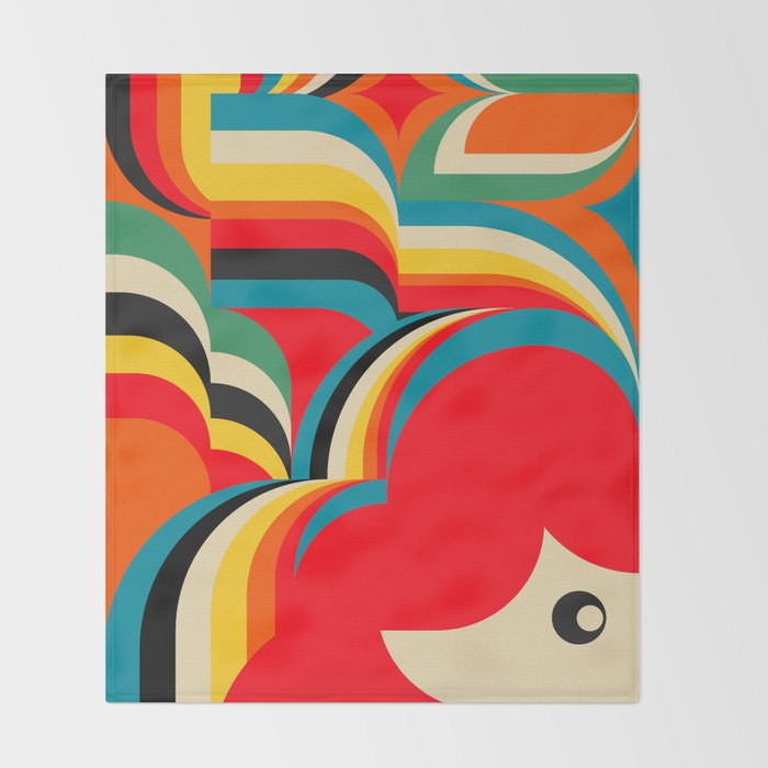 Colorful Abstract Figurative  Throw Blanket Gallery Image 2