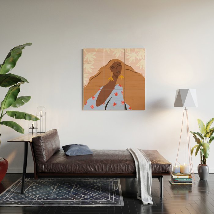 Woman Looking Back Wood Wall Art Gallery Image 2