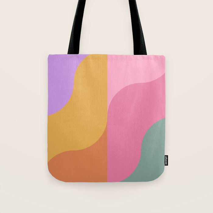 Colorful Wavy Stripes Abstract Tote Bag Gallery Image 1